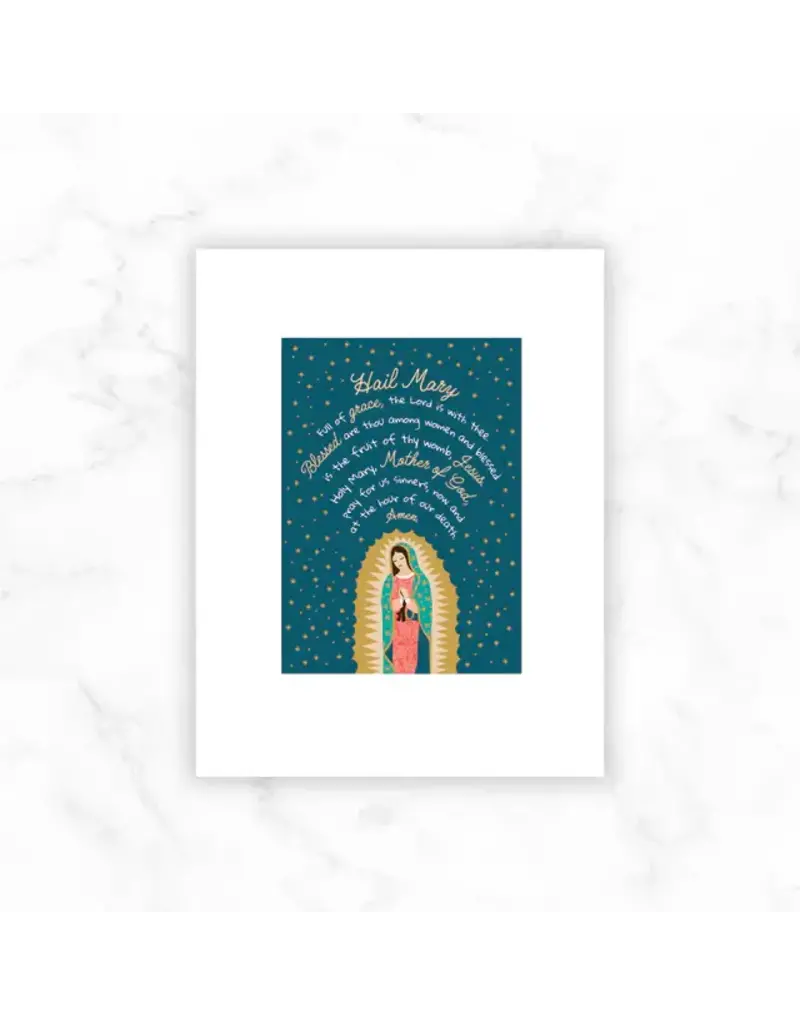 Be Still Prayer Space 11" x 14" White Frame Our Lady of Guadalupe with Hail Mary Prayer
