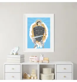 Be Still Prayer Space 11" x 14" White Frame St. Michael, Blue Prayer