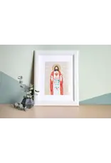 Be Still Prayer Space 11" x 14" White Frame Sacred Heart wit Jesus Loves Me Prayer