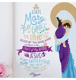 Be Still Prayer Space 11" x 14" White Frame Mary & Jesus with Hail Mary Prayer