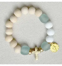 Be Still Prayer Space Light Blue Rosary Bracelet – Auspice Maria