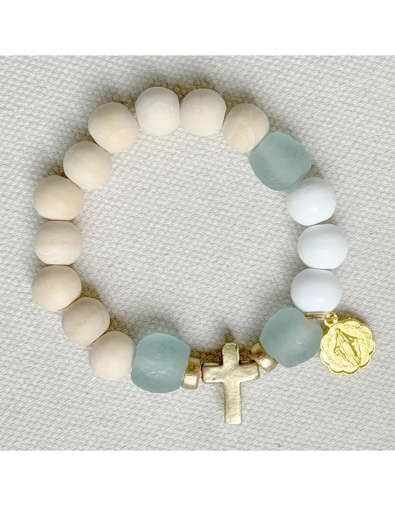 Be Still Prayer Space Light Blue Rosary Bracelet – Auspice Maria