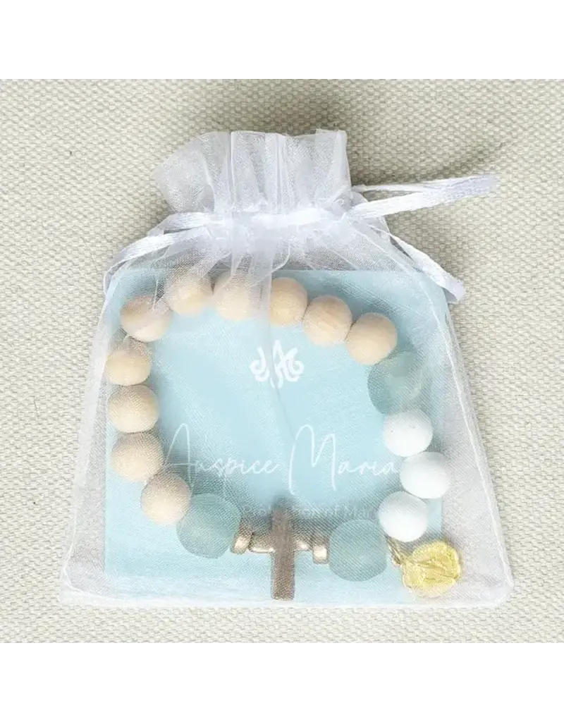Be Still Prayer Space Light Blue Rosary Bracelet – Auspice Maria