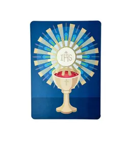 Be Still Prayer Space 9.5" x 12" Gold Framed Holy Eucharist, Blue with Gold Accents