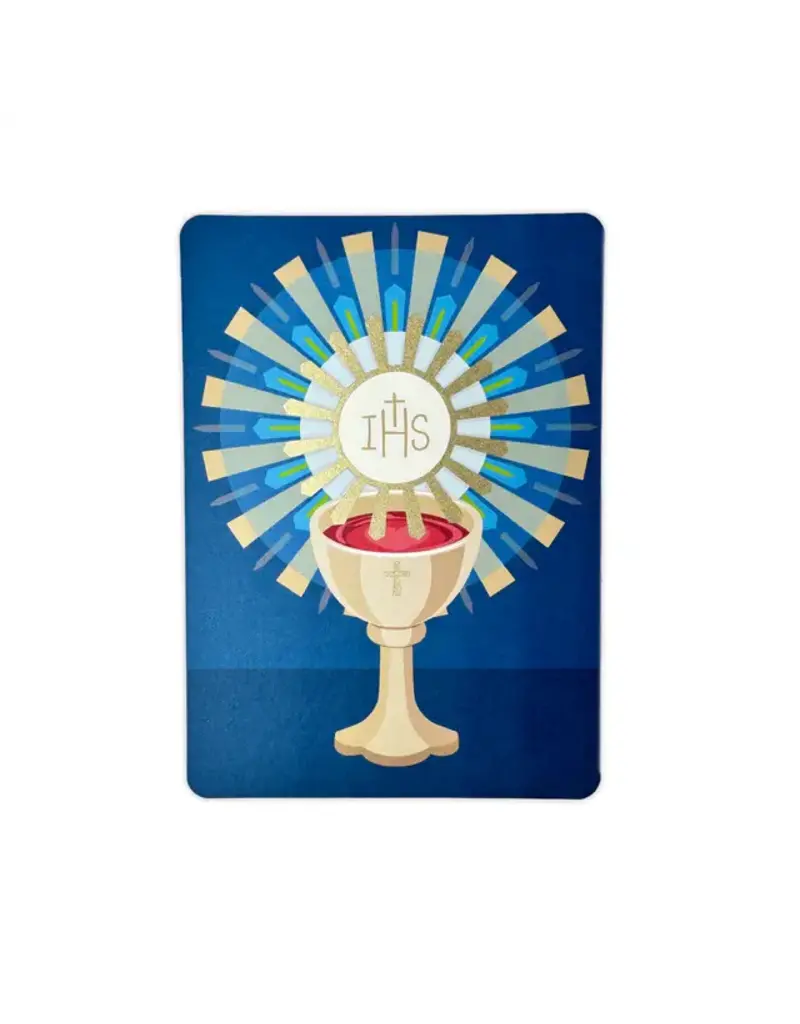 Be Still Prayer Space 9.5" x 12" Gold Framed Holy Eucharist, Blue with Gold Accents