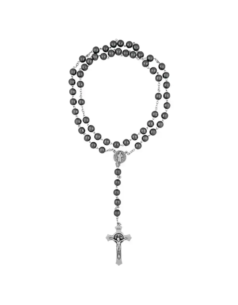 St. Benedict Rosary with Genuine Hematite Beads