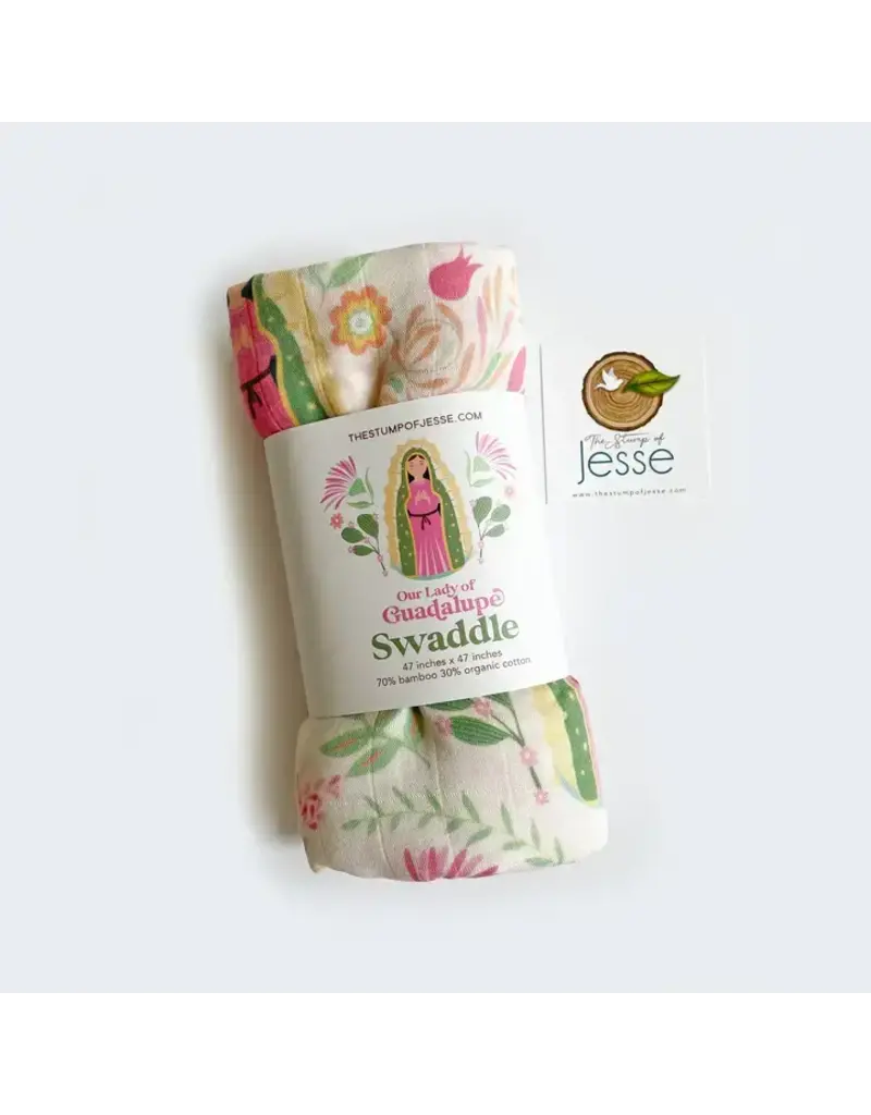 The Stump of Jesse Our Lady of Guadalupe Muslin Deluxe Swaddle | Catholic Gift
