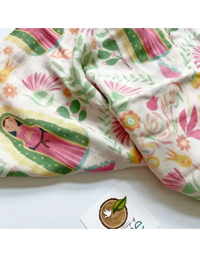 The Stump of Jesse Our Lady of Guadalupe Muslin Deluxe Swaddle | Catholic Gift