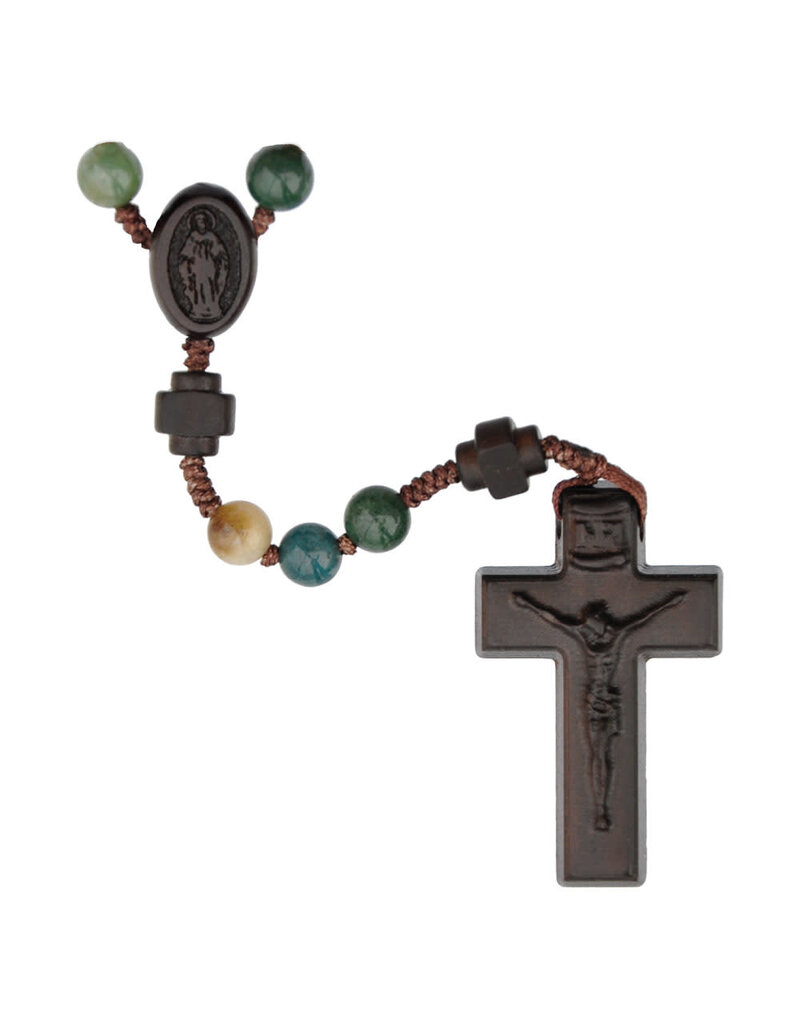 Sine Cera Rosary Five Decade Multicolor Onyx/Jujube Wood 6mm