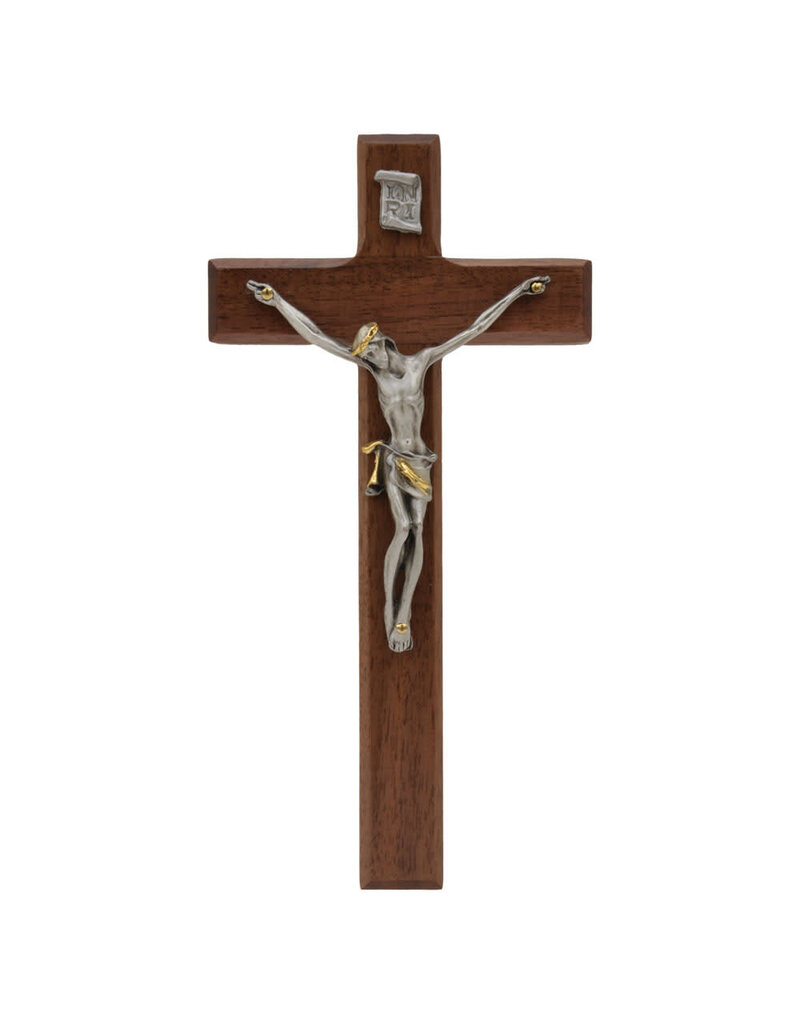 Sine Cera 7″ Walnut Wall Crucifix