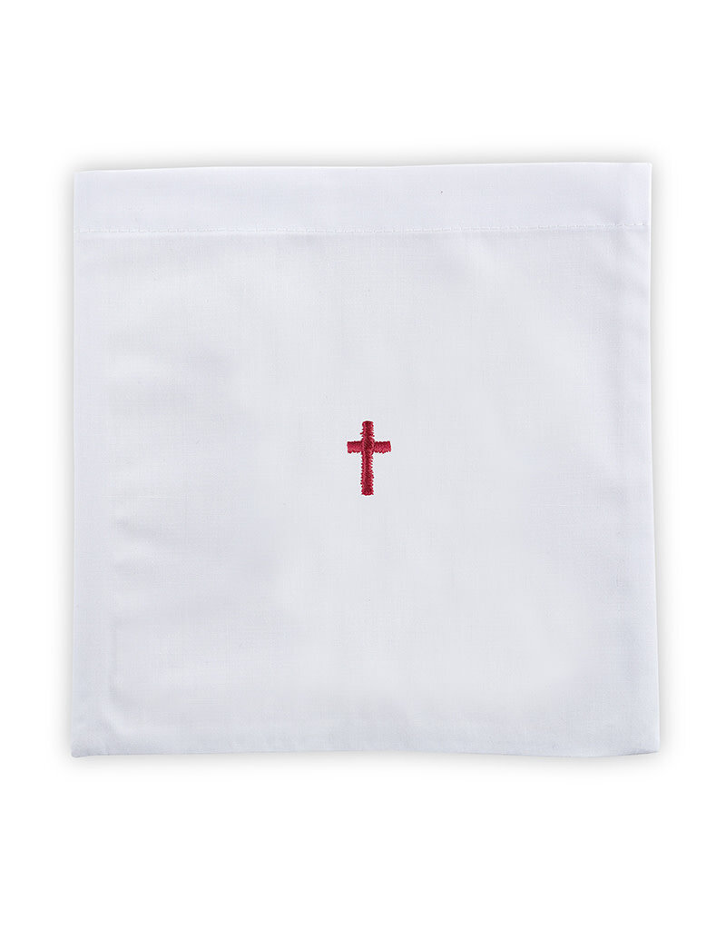 Christian Brands Chalice Pall, 100% linen, 7" x 7", with red cross