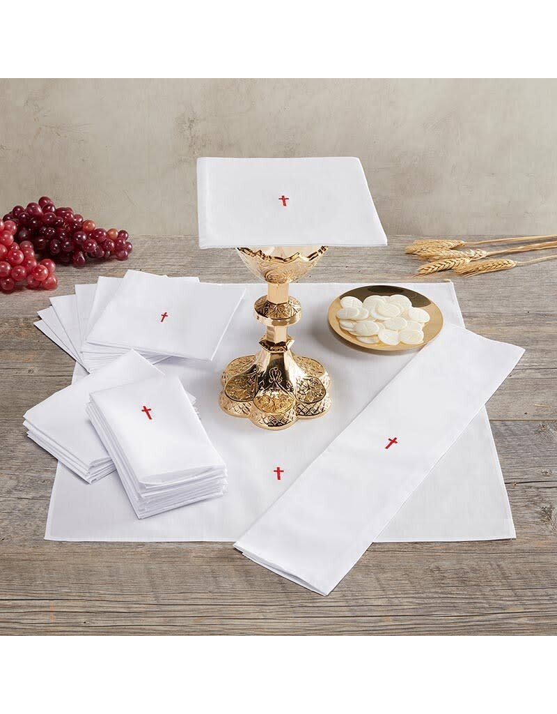 Christian Brands Chalice Pall, 100% linen, 7" x 7", with red cross