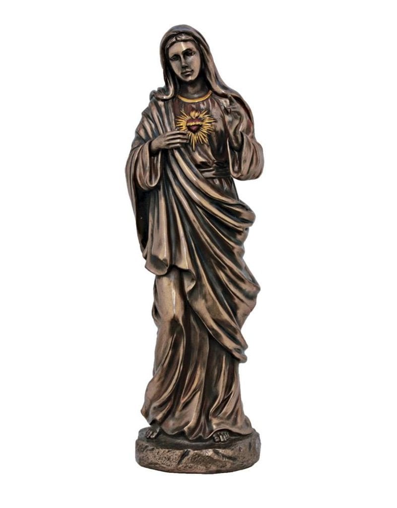 Goldscheider of Vienna 11" Immaculate Heart of Mary in Cold Cast Bronze, Lightly Painted