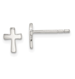 Sterling Silver Polished Latin Cross Post Earrings