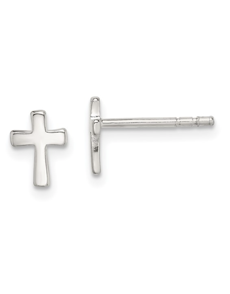 Sterling Silver Polished Latin Cross Post Earrings