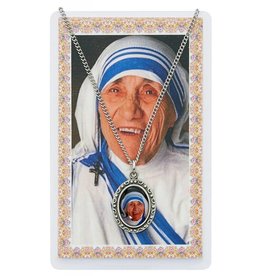 McVan St. Teresa of Calcutta Photo Pewter Pendant with Prayer Card