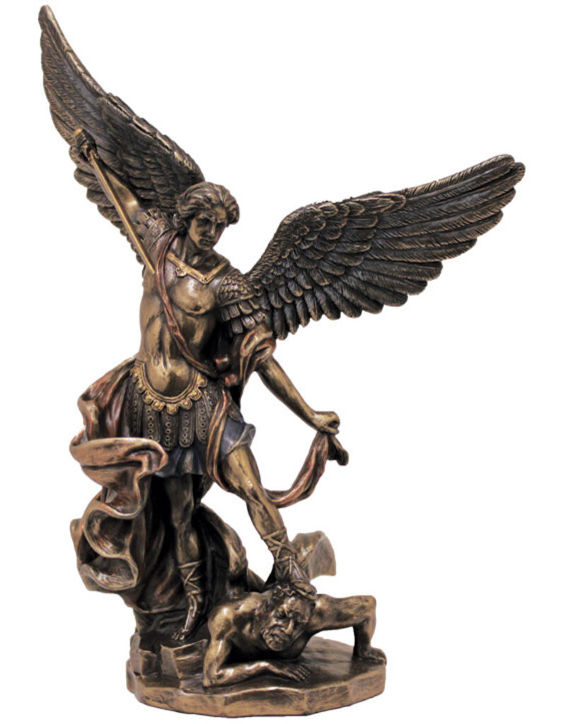 Goldscheider of Vienna St. Michael, Cold-Cast Bronze/Pewter Statue, Lightly Hand-Painted, 8"