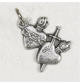 Lumen Mundi Sacred and Immaculate Twin Hearts Silhouette Medal