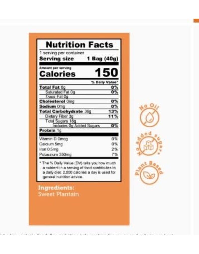 Baked Sweet Plantain Healthy Crispy Chips 1.4oz
