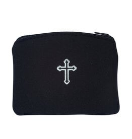 McVan Black with Silver Cross Rosary Pouch