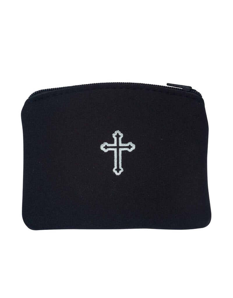 McVan Black with Silver Cross Rosary Pouch