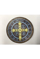 Be Still Prayer Space "Wood" St. Benedict Medal with Prayer Sticker