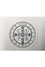 Be Still Prayer Space St. Benedict Medal with Prayer Grey Sticker with Card | Be Still Prayer Space
