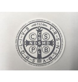 Be Still Prayer Space St. Benedict Medal with Prayer Grey Sticker with Card | Be Still Prayer Space