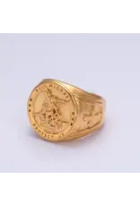 Aim Eternal Gold Saint St. Michael Protection Signet Ring Size 10