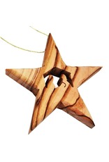 Olive Wood Ornament Bethlehem Star Nativity