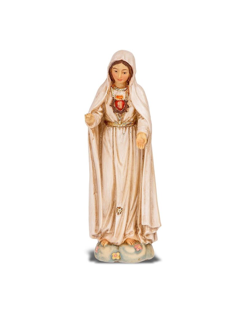 WJ Hirten 4"  Statue  with Prayer Card Immaculate Heart of Mary of Fatima