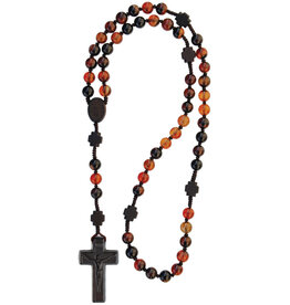 Sine Cera Agate and Jujube Wood Rosary 8mm