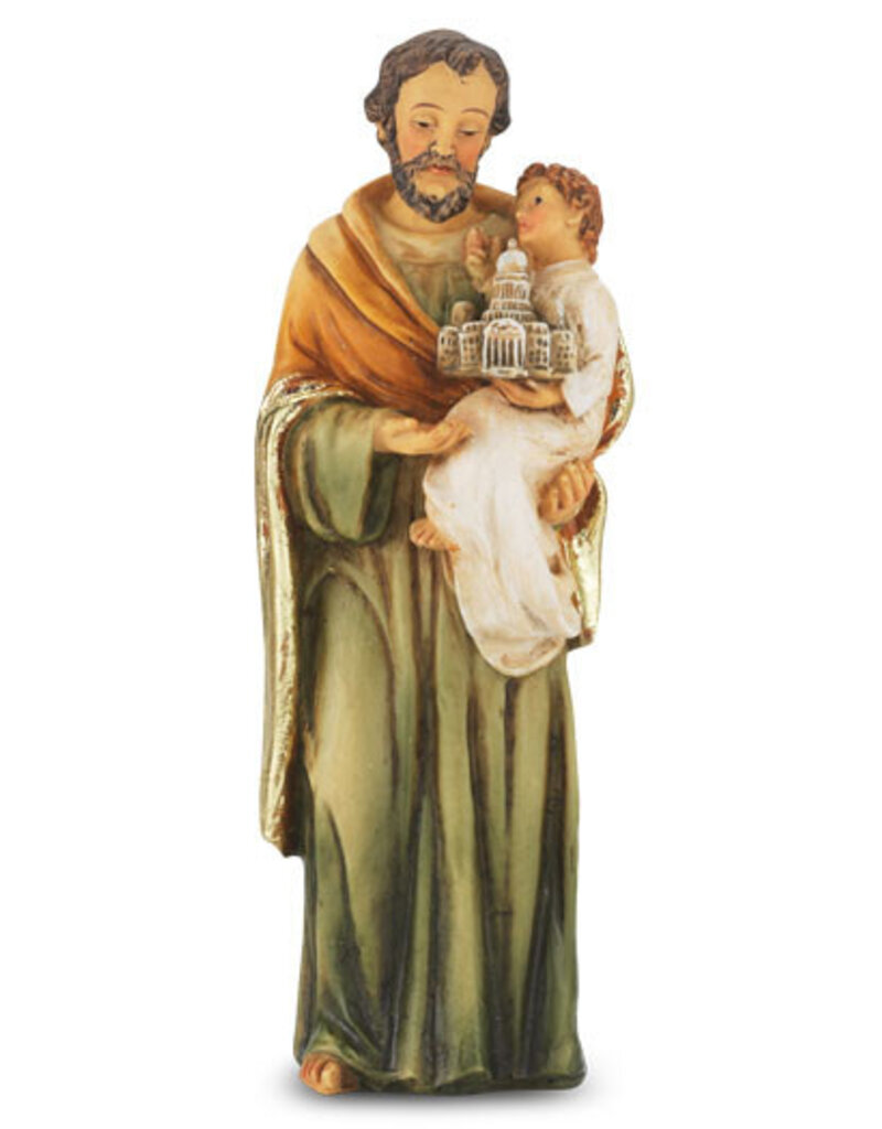 WJ Hirten 4" Statue with Prayer Card St. Joseph Foster Father of Jesus