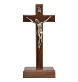 Sine Cera 8" Walnut Standing Crucifix