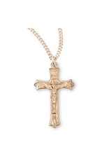 HMH Religious Triple Flare Tip Gold Over Sterling Silver Crucifix