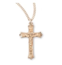 HMH Religious Triple Flare Tip Gold Over Sterling Silver Crucifix