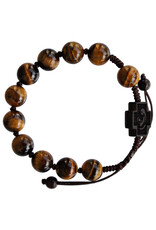Sine Cera 10mm Adjustable Tiger Eye and Jujube Wood Rosary Bracelet