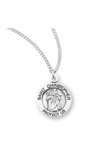 HMH Religious Sterling Silver St. Christopher Medal With 18" Chain Necklace