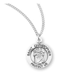 HMH Religious Sterling Silver St. Christopher Medal With 18" Chain Necklace