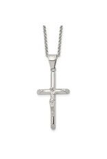 Stainless Steel Polished Crucifix 22" Necklace