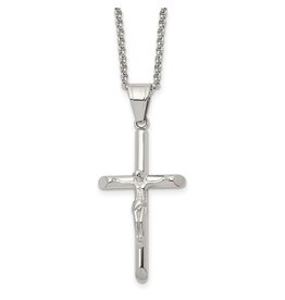 Stainless Steel Polished Crucifix 22" Necklace