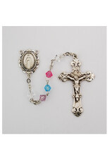 McVan Rhodium Multi Color Swarovski Bead Rosary