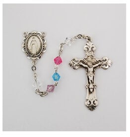 McVan Rhodium Multi Color Swarovski Bead Rosary