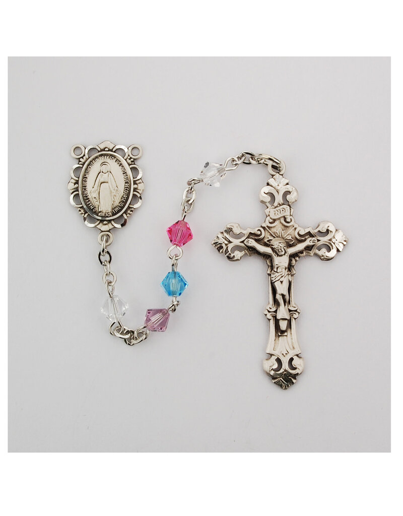 McVan Rhodium Multi Color Swarovski Bead Rosary