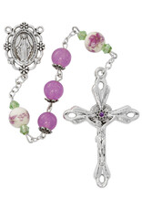 McVan Purple Flower Ceramic Rosary