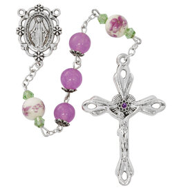 McVan Purple Flower Ceramic Rosary