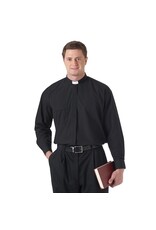 Long Sleeve Tab Collar Shirt - Black 17" 34 - 35"