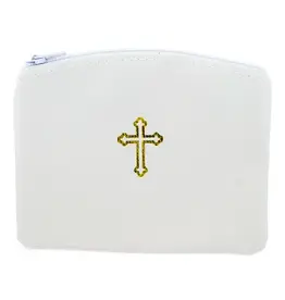 Village Gift Importers 4X3" Vinyl White Rosary Case