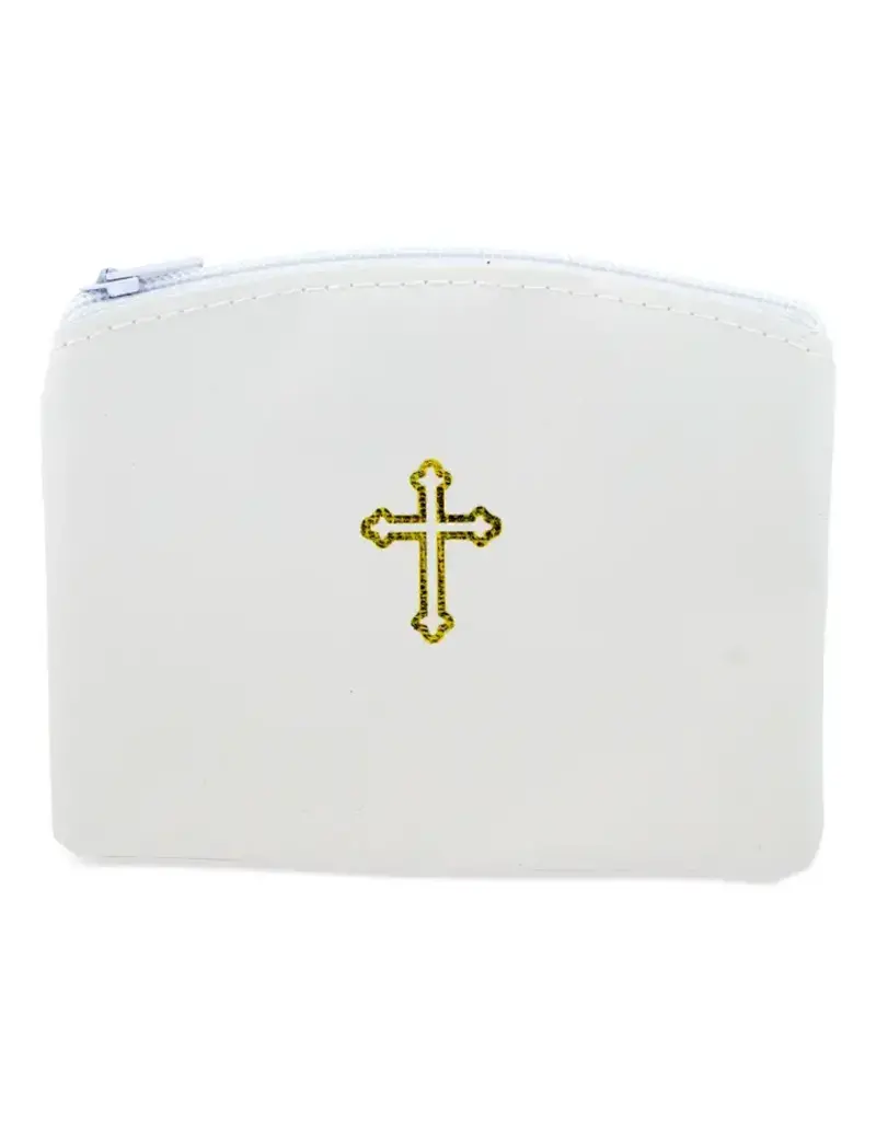 Village Gift Importers 4X3" Vinyl White Rosary Case