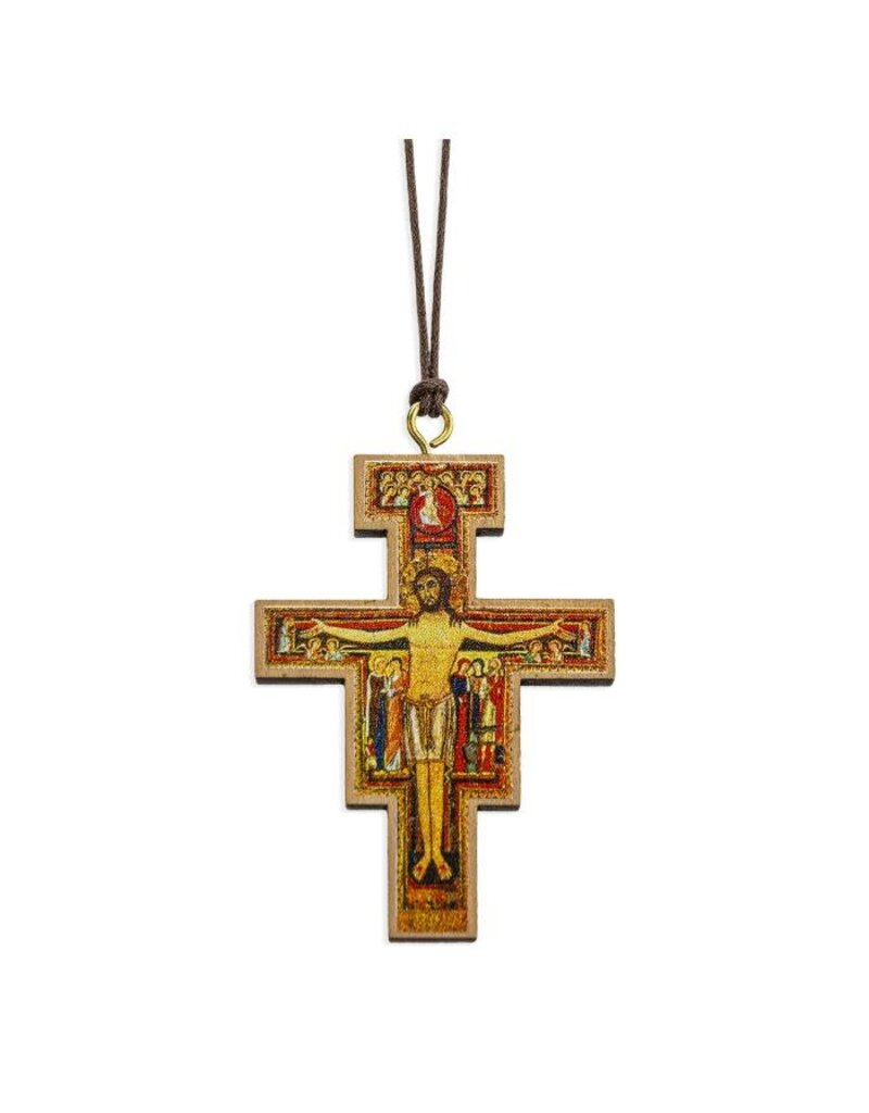 WJ Hirten 2" San Damiano Colored Crucifix Necklace